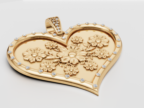 HEART GOLD PENDANT 3D Print Model