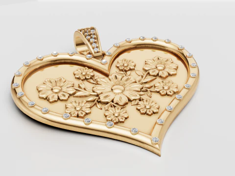 HEART GOLD PENDANT 3D Print Model