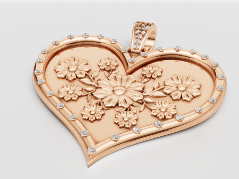 HEART GOLD PENDANT 3D Print Model