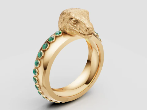 SNAKE FACES RING 3D Print Model