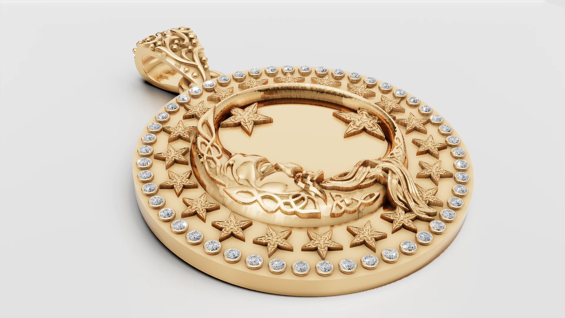 ROUND MOON PENDANT 3D Print Model .c4d .max .obj .3ds .fbx .stl .blend 