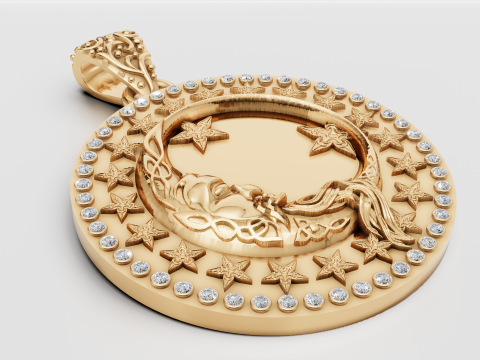 ROUND MOON PENDANT Modello di stampa 3D