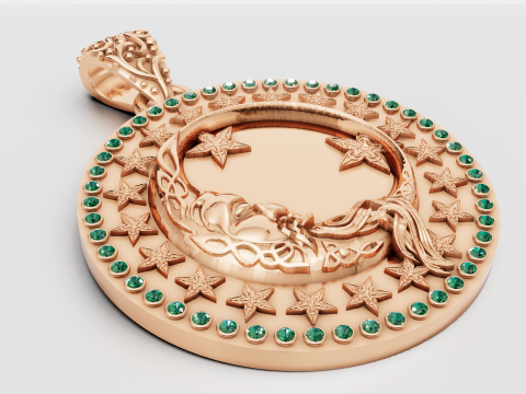 ROUND MOON PENDANT 3D Druckmodell