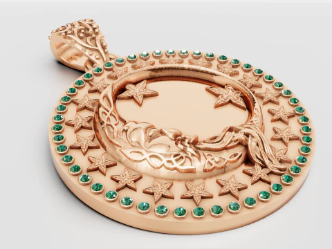 ROUND MOON PENDANT 3D Print Model