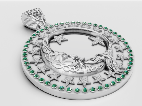 ROUND MOON PENDANT 3D Druckmodell