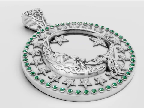 ROUND MOON PENDANT 3D Print Model