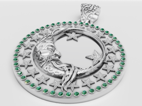ROUND MOON PENDANT 3D Druckmodell