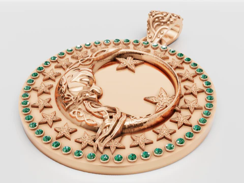 ROUND MOON PENDANT 3D Print Model
