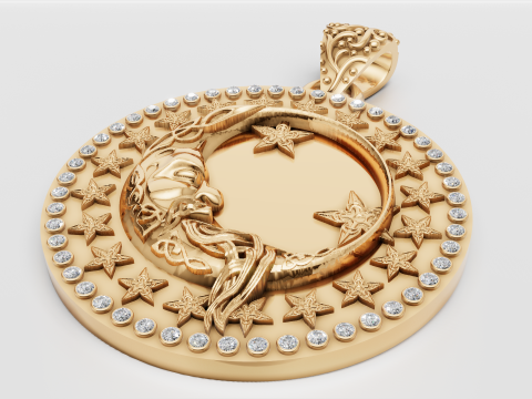 ROUND MOON PENDANT 3D Druckmodell