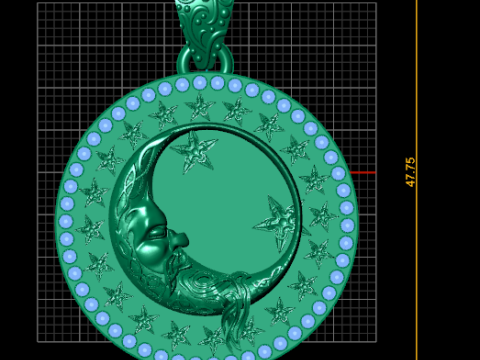 ROUND MOON PENDANT 3D Druckmodell