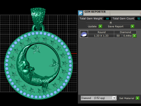ROUND MOON PENDANT 3D Druckmodell