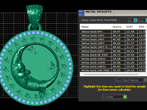 ROUND MOON PENDANT 3D Druckmodell