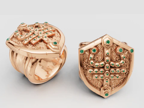 3D 金色徽标戒指 3D 打印模型