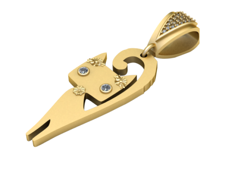 CAT GOLD PENDANT 3D Print Model