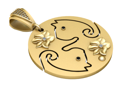 ROUND CAT PENDANT 3D Print Model