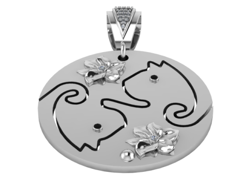 ROUND CAT PENDANT 3D Print Model