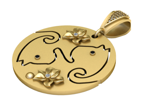 ROUND CAT PENDANT 3D Print Model