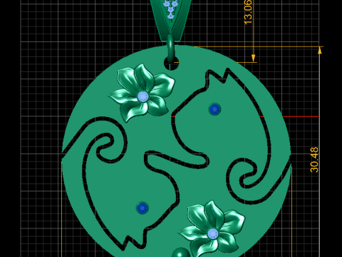 ROUND CAT PENDANT 3D Print Model