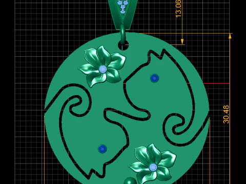 ROUND CAT PENDANT 3D Print Model