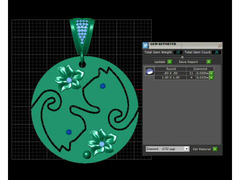 ROUND CAT PENDANT 3D Print Model