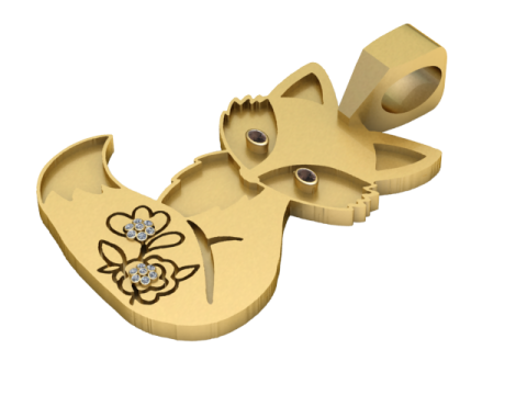 CAT GOLD PENDANT 3D Print Model