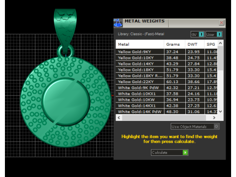 ROUND GOLD PENDANT 3D 打印模型