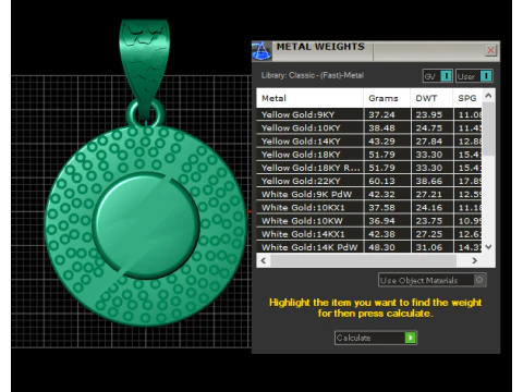 ROUND GOLD PENDANT 3D Print Model
