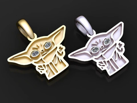 猫のゴールドペンダント 3Dプリントモデル