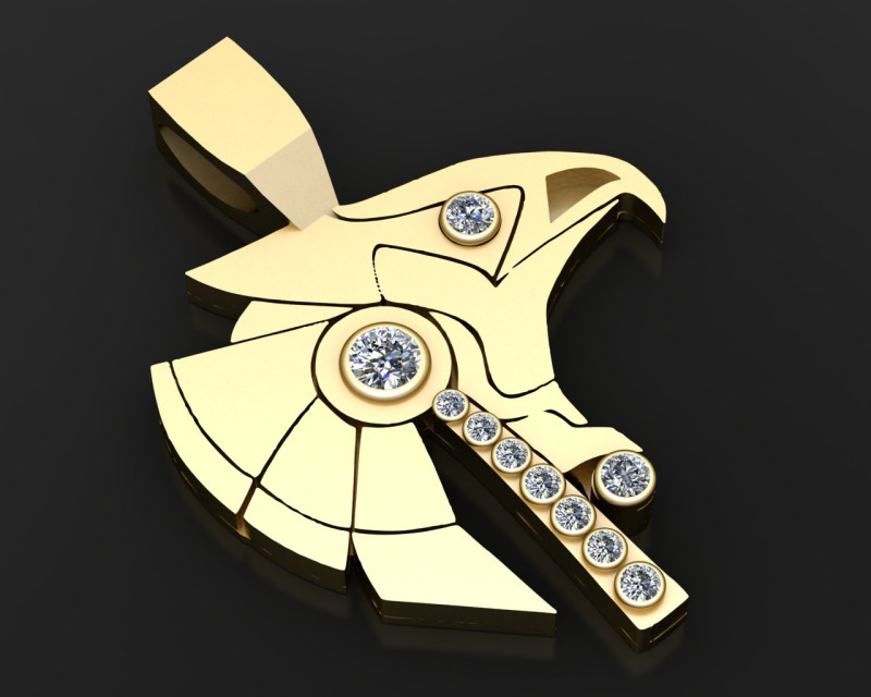 KARTAL YÜZLÜ ALTIN ​​KOLYE 3D Baskı Modeli .c4d .max .obj .3ds .fbx .stl .blend 