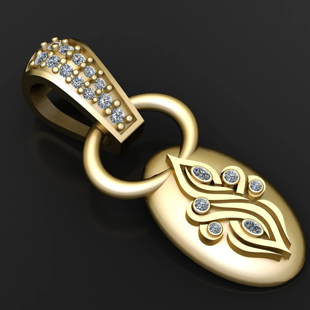 3D Gold Pendant printable model 3D Print Model .c4d .max .obj .3ds .fbx .stl .blend