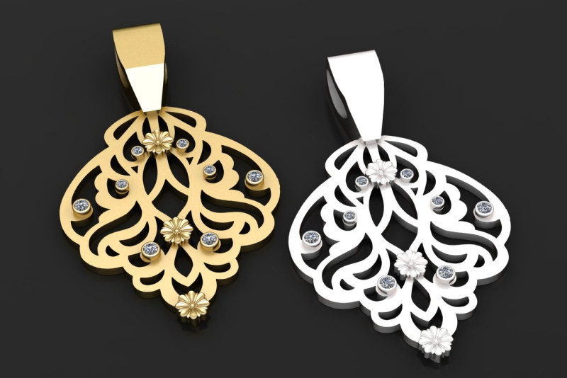 Gold earring PENDANT 3Dプリントモデル .c4d .max .obj .3ds .fbx .stl .blend 