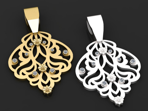 Gold earring PENDANT 3D Print Model