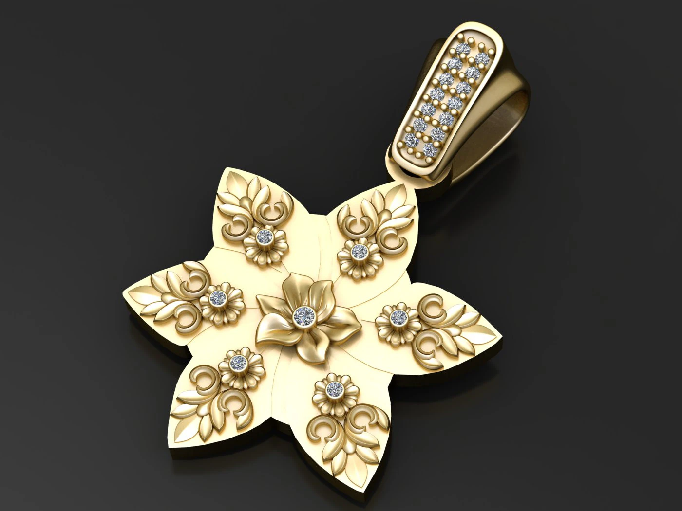 FLOWER PENDANT 3D Print Model .c4d .max .obj .3ds .fbx .stl .blend 