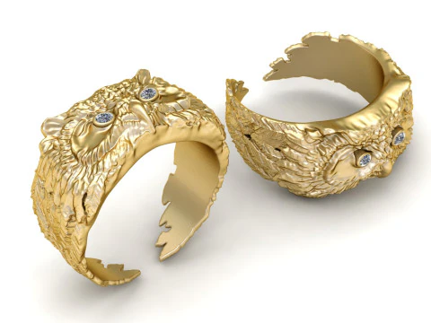 ANELLO CON FACCE DI GUFO Modello di stampa 3D