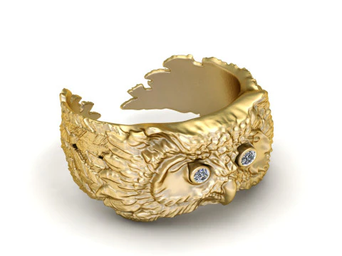 OWL FACES RING 3D Print Model