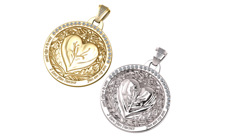 ROUND HEART PENDANT 3D प्रिंट मॉडल .c4d .max .obj .3ds .fbx .stl .blend