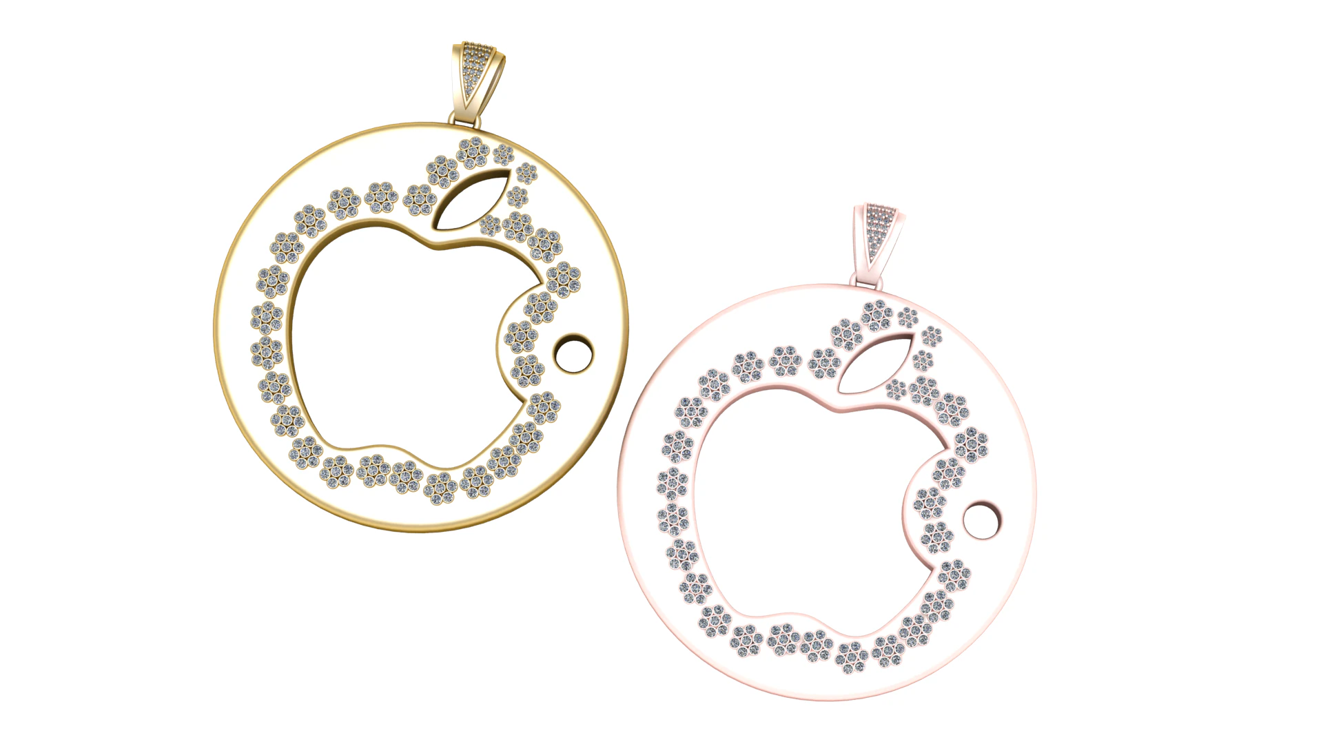 ROUND APPLE LOGO PENDANT 3D Print Model .c4d .max .obj .3ds .fbx .stl .blend 