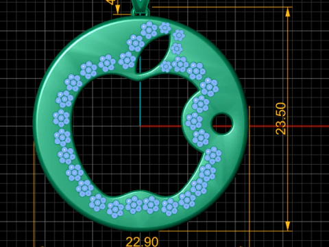 ROUND APPLE LOGO PENDANT 3D Print Model