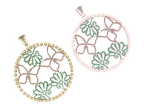 Round Gold Leaves Pendant 3D Printable Model 3D printmodel