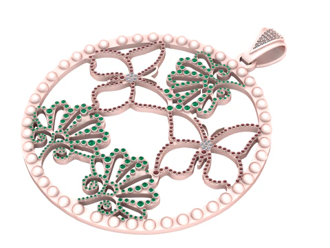 Round Gold Leaves Pendant 3D Printable Model 3D Print Model