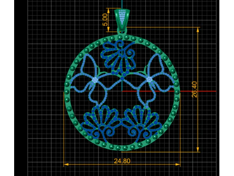 Round Gold Leaves Pendant 3D Printable Model 3D Print Model