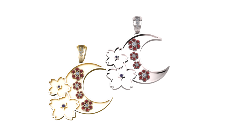 FLOWER MOON PENDANT 3D printmodel .c4d .max .obj .3ds .fbx .stl .blend