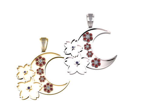 FLOWER MOON PENDANT Model Cetak 3D