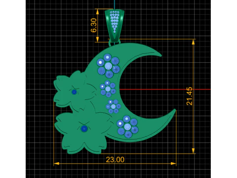 FLOWER MOON PENDANT 3D Print Model