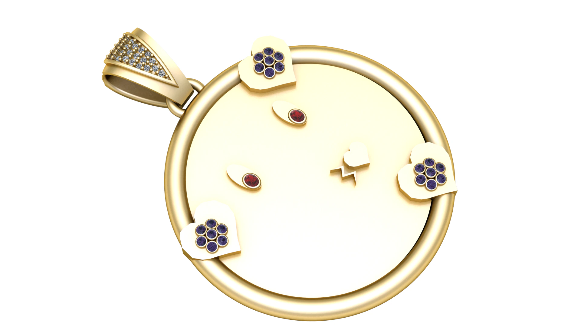 ROUND GOLD PENDANT 3D Print Model .c4d .max .obj .3ds .fbx .stl .blend 