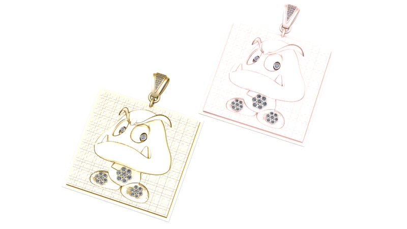 CARTOON GOLD PENDANT 3D Baskı Modeli .c4d .max .obj .3ds .fbx .stl .blend