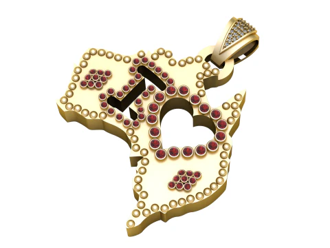 CIONDOLO I E CUORE Modello di stampa 3D