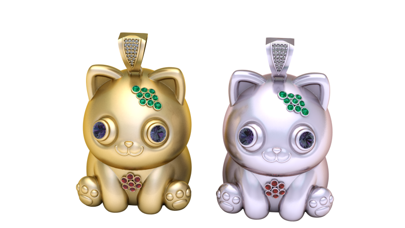 CAT GOLD PENDANT Modèles 3D en vedette .c4d .max .obj .3ds .fbx .stl .blend