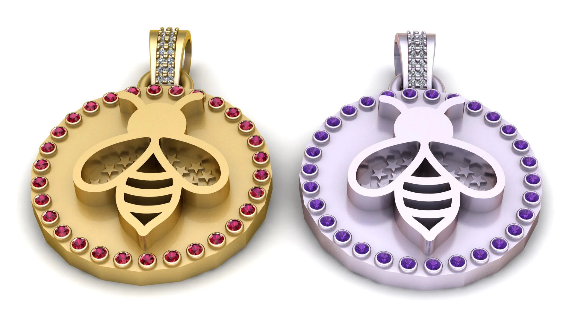 Round gold honey pendant 3D Print Model .c4d .max .obj .3ds .fbx .stl .blend