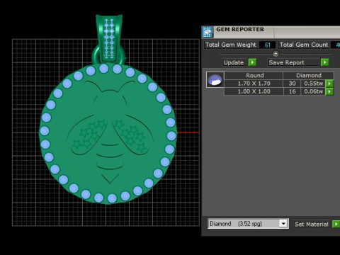 Round gold honey pendant Model Cetak 3D